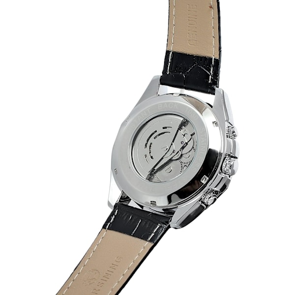 Skelettmekanisk klocka för män Reloj Automatisk Movtment Herrklocka med äkta läderarmband