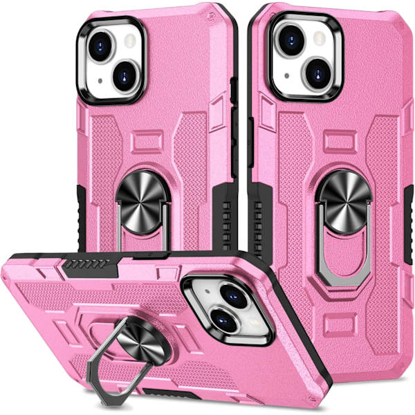 Telefondeksel - iPhone 15 - Ringholder - Støtsikker - Rosa