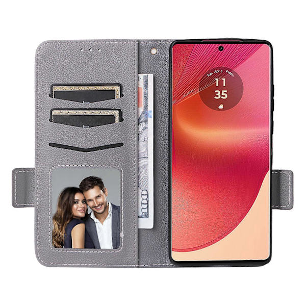 Plånboksfodral för Motorola Edge 50 Fusion 5G Litchi Textur Ställ Läder Telefonskal