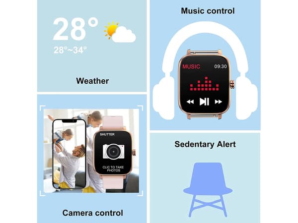 Smartklocka Presenter för Män Kvinnor 1,7 Tum Pekskärm Smartklocka för Android Ios