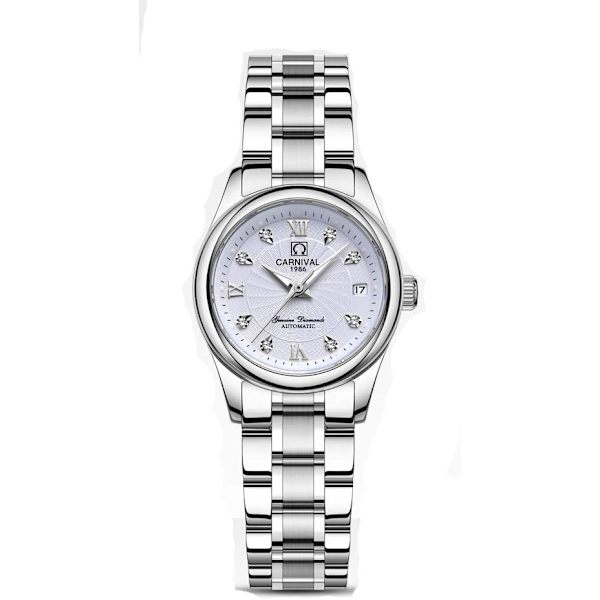 Relogio Feminino Lyx Dam Mekaniska Klockor Dam Vattentät Kristall Safir Automatisk Armbandsur Kalender Klocka
