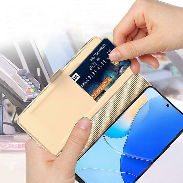 För Huawei nova 12s 4G/ nova 11/ nova 12 Lite 4G Mobilskal Kort Hållare Vikbart Ställ Läderfodral