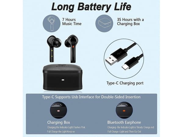 Bluetooth brusreducerande in-ear hörlurar, svarta