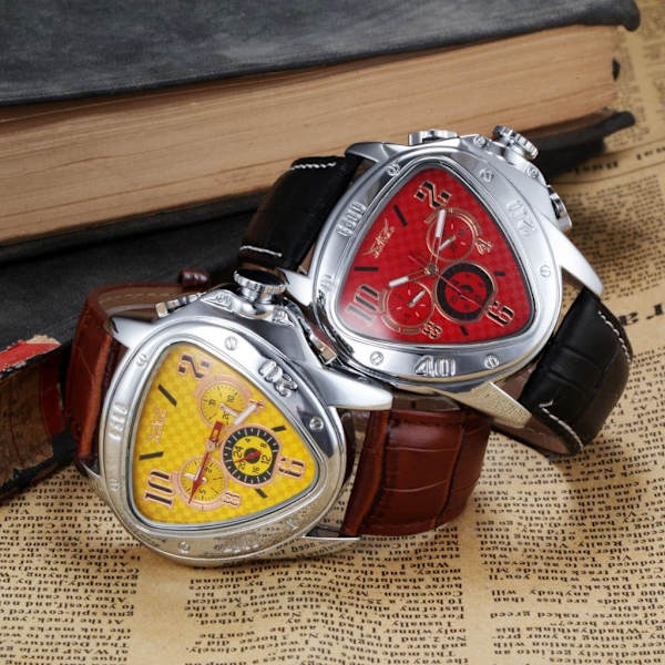 Mihappy Herr Automatisk Mekanisk Läderarmbandsur Röd