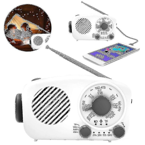 Bärbar Handvevsradio Nödradio med Handvev Solcellsdriven Miniradio Mobilladdare - Grön