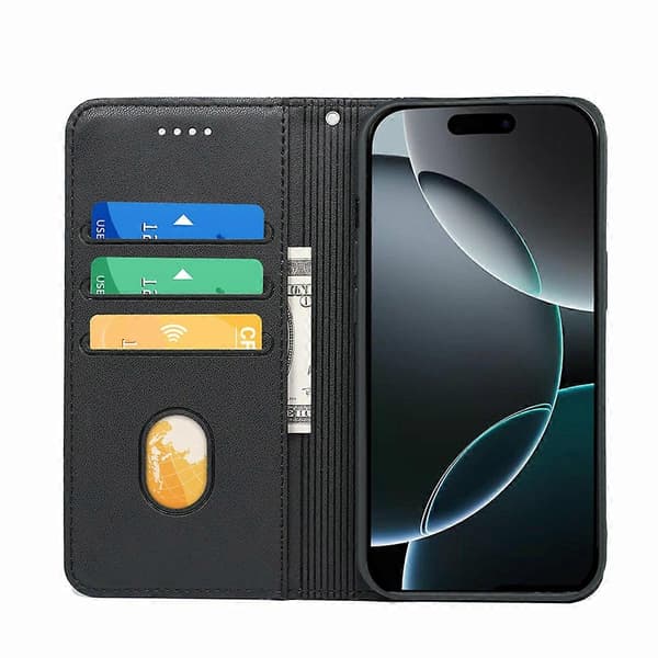 Plånboksfodral för iPhone 16 Pro Max med magnetlås PU-läder Telefonskal