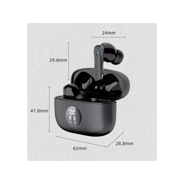 TWS Super Sound Lång Batteritid Bluetooth Vattentäta Hörlurar Svart