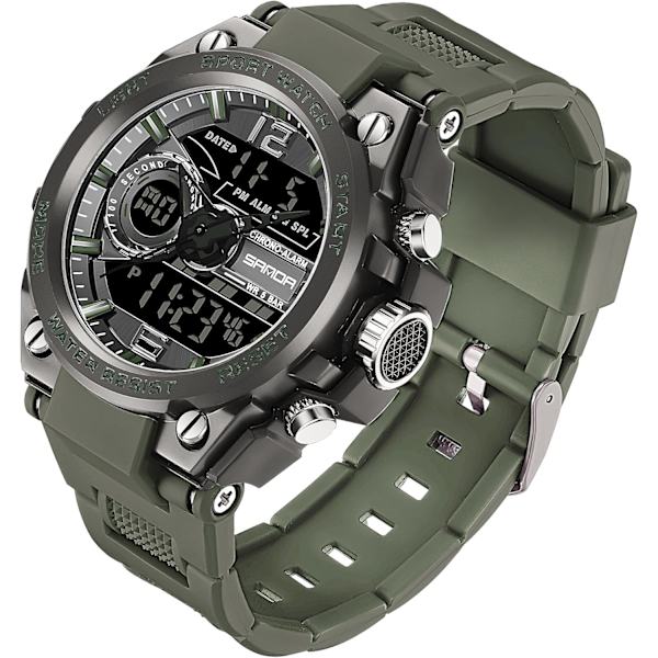 Klocka, Vattentät Militär Digital Analog Klockor, Sport Utomhus Armbandsur Datum Multifunktion Taktik LED Alarm Stoppur