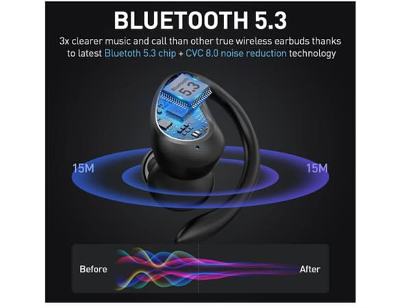 Hifi Hours Bluetooth Vattentäta Stereohörlurar Svart