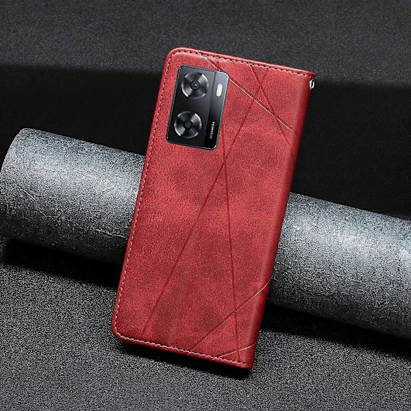Imprinting Pattern Series-1 för Oppo A57 4G, Geometriskt Tryckt PU Läderfodral med Dold Magnetisk Stängning och Stötsäkert Flipskydd