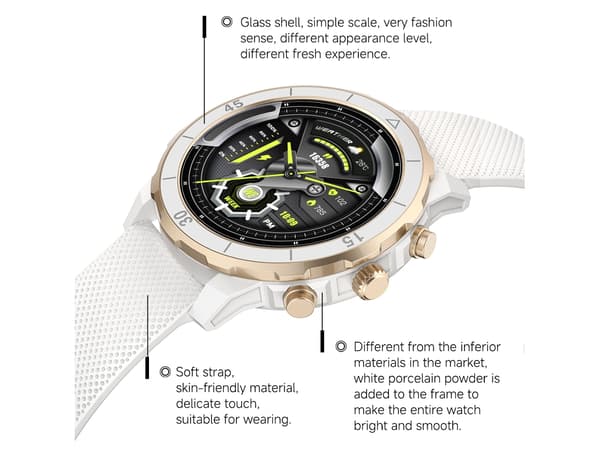 Smartwatch med skridttælling, pulsmåler, iltmætningssensor 1.27 Ips Tft Hvid