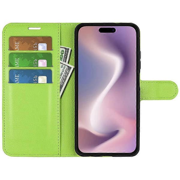 iPhone 16 Pro Max Læder Wallet Case med Lychee-tekstur til Mobiltelefon