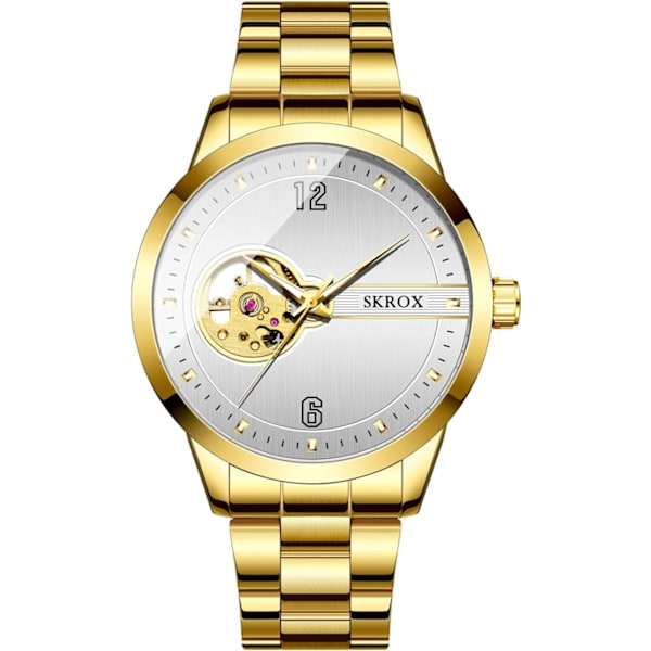 Mekaniska Tourbillonklockor för män, automatisk klocka med självuppdrag och armband i rostfritt stål