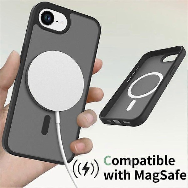 För iPhone SE (2025) MagSafe-kompatibelt skal TPU-ram Akryl Baksida Hud Touch Telefonskal