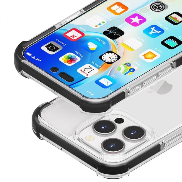 For iPhone 16 Pro TPU+TPE+PC Klar Telefonveske Deksel