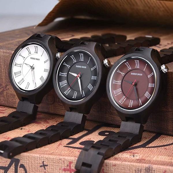 Herr Trä Klocka Quartz Unik Mode Handgjorda Träarmbandsur Perfekta Gåvor iDea
