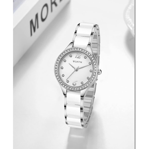 Lyxiga Damklockor Diamantklockor Rostfritt Stål Elegant Klocka för Kvinnor Quartz Damklocka Analog Display Vattentät Armbandsur för Kvinnor