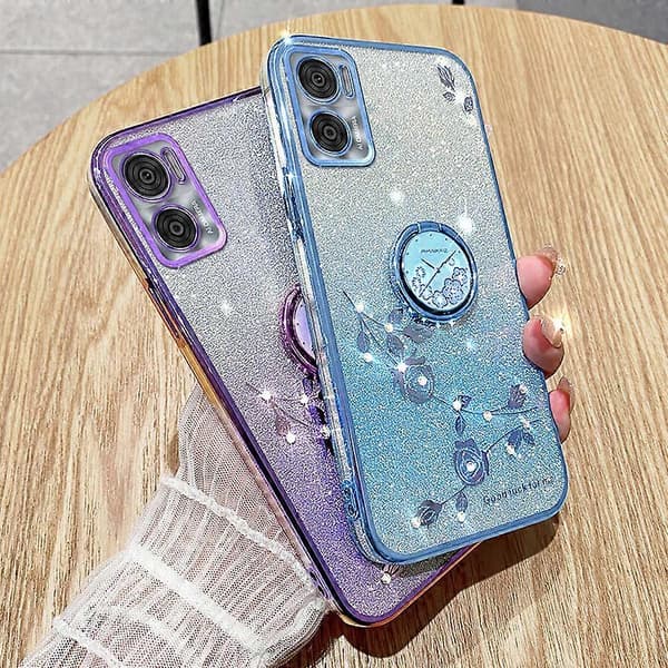 For Motorola Moto E22 4G/E22i 4G TPU Ring Deksel Stativ Glitter Telefon Deksel