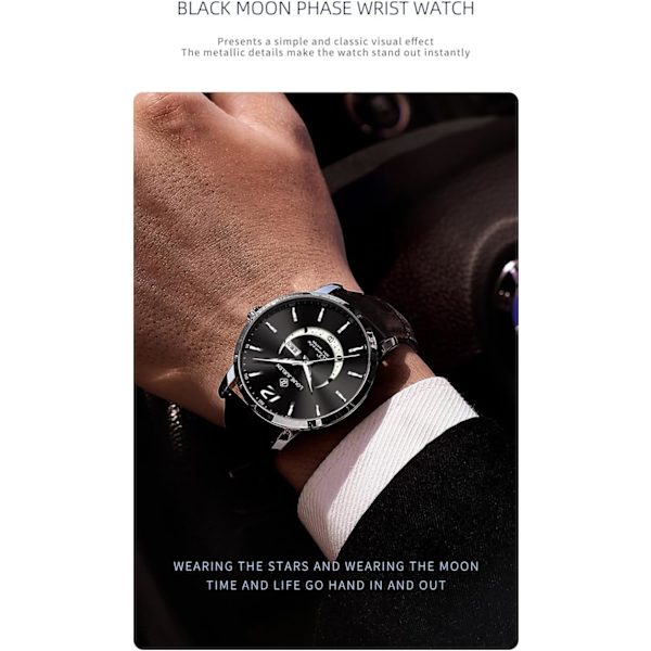Herrarmbandsur Businessklocka för män Läderrem Casual Quartzklockor Lysande Datum Analog Display Herrgåva