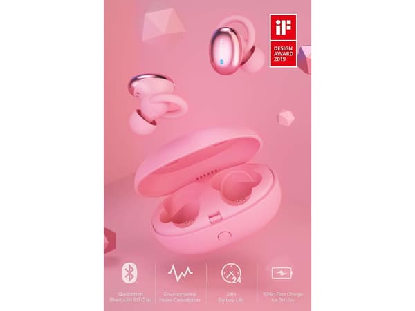 Snygga True Wireless Hörlurar Speltid Timmar Bluetooth Rosa