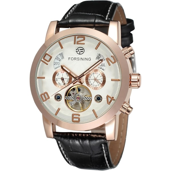Automatiska Tourbillonklockor för män, analog mekanisk kalender, minimalistisk vattentät armbandsur