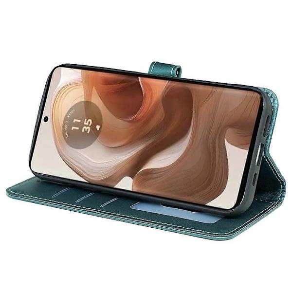 För Motorola Edge 50 Ultra 5G/ Moto X50 Ultra 5G Mobilskal Kubisk Rutnätsprägling PU Läder Folio Flipfodral