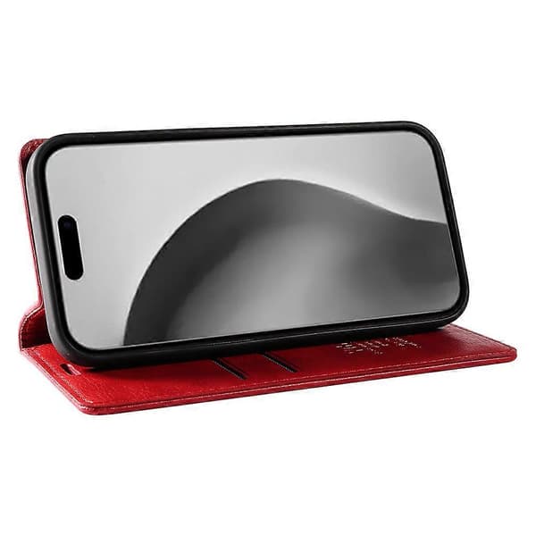 Plånboksfodral i läder med magnetlås för iPhone 16 Pro Max