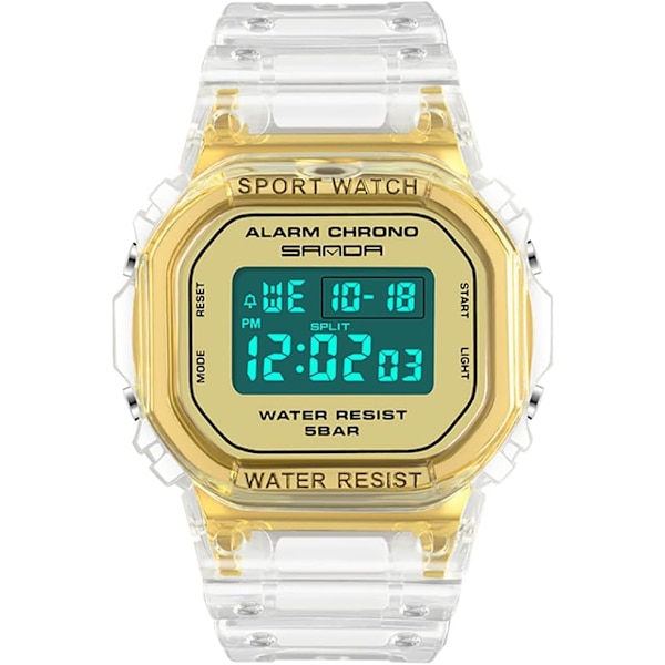 Unisex Klockor Sport Multifunktionell Elektronisk Klocka Datum Vecka Stoppur Transparent Resin Rem Alarm Kvarts Vattentät Casual Armbandsur