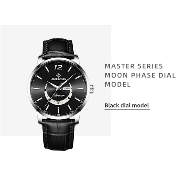 Herrarmbandsur Businessklocka för män Läderrem Casual Quartzklockor Lysande Datum Analog Display Herrgåva