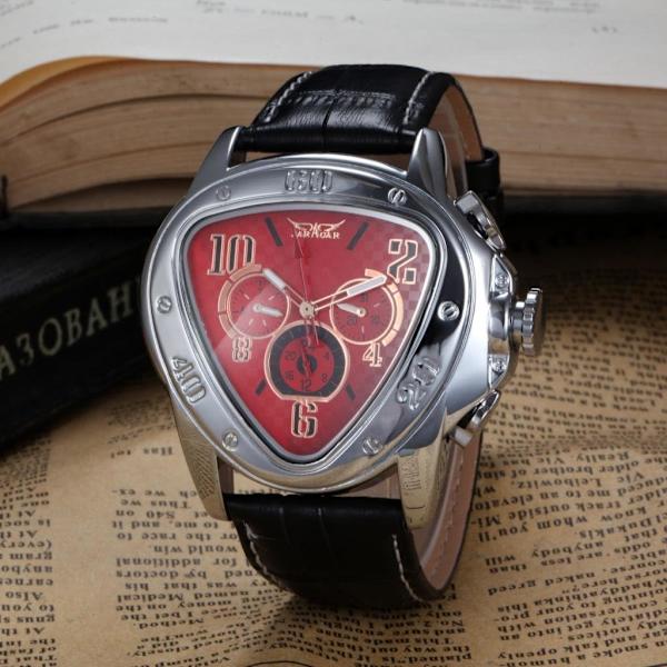 Mihappy Herr Automatisk Mekanisk Läderarmbandsur Röd