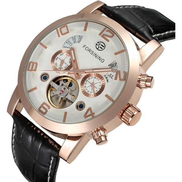 Automatiska Tourbillonklockor för män, analog mekanisk kalender, minimalistisk vattentät armbandsur