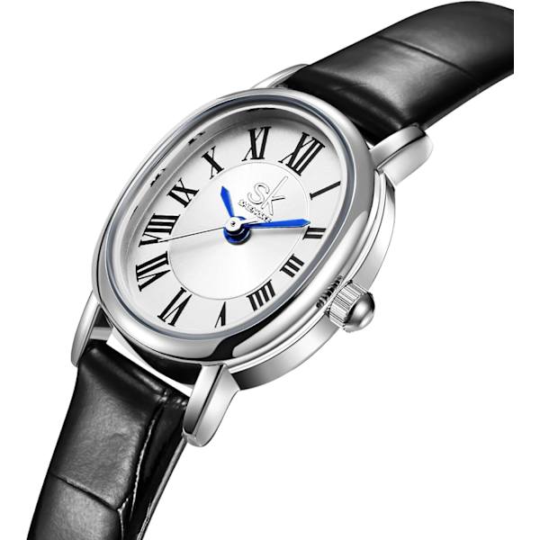 Elegant Damklocka Liten Urtavla Romerska Siffror Business Klänning Analog Quartz Vattentät Damarmbandsur Läderrem