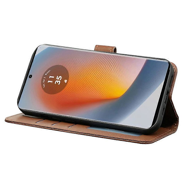 För Motorola Edge 50 Fusion 5G PU Läderfodral Kubiskt Rutnät Telefonskal