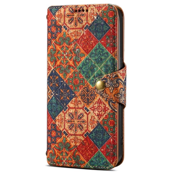 Blommönstrat läderfodral med plånboksstativ för Huawei P60/P60 Pro