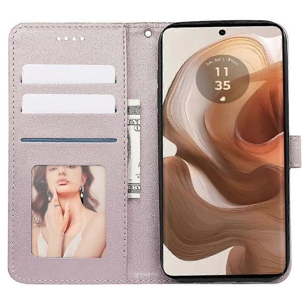 För Motorola Edge 50 Ultra 5G/ Moto X50 Ultra 5G Mobilskal Kubisk Rutnätsprägling PU Läder Folio Flipfodral