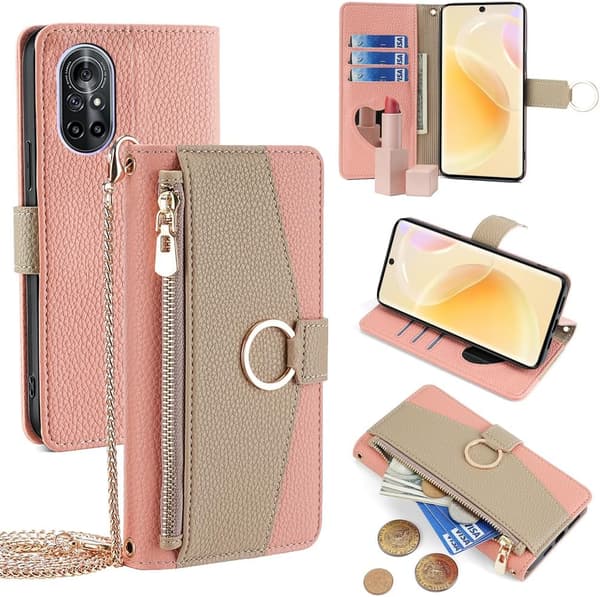Plånboksfodral - Huawei Mate 30 Lite/nova 5i Pro/nova 5z - PU Läder - Stötsäker - Rosa Pink