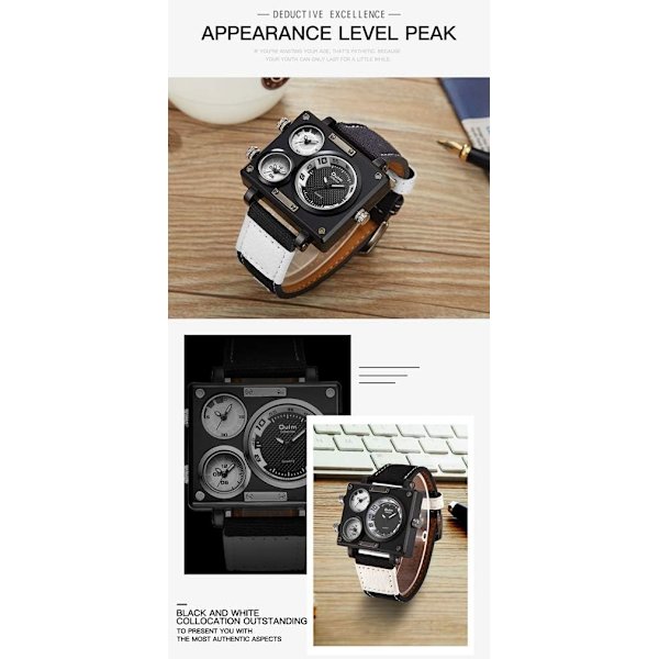 3595 Herrklocka Analog Kaffe Läderarmband 3 Sub-urtavlor
