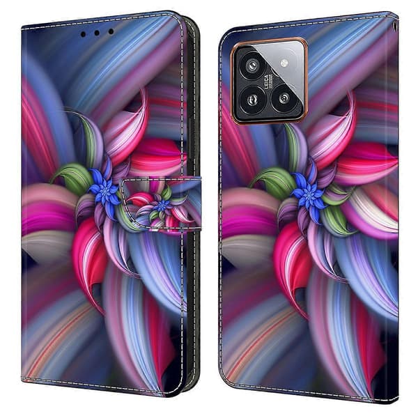 3D Mønster Tryk Læder Telefon Cover til Xiaomi 14 Pro, Tegnebogs Design Cover