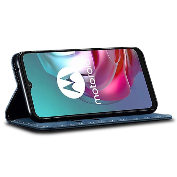 För Motorola Edge 50 Pro 5G Fodral Läder Jeans Tyg Textur Folio Flip Telefonfodral