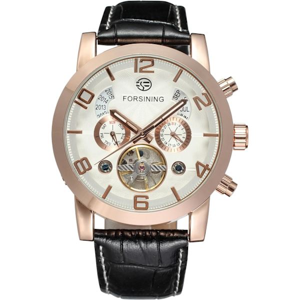 Automatiska Tourbillonklockor för män, analog mekanisk kalender, minimalistisk vattentät armbandsur
