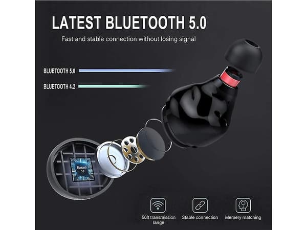 Vattentäta Bluetooth Stereo Djup Bas Hörlurar Svart