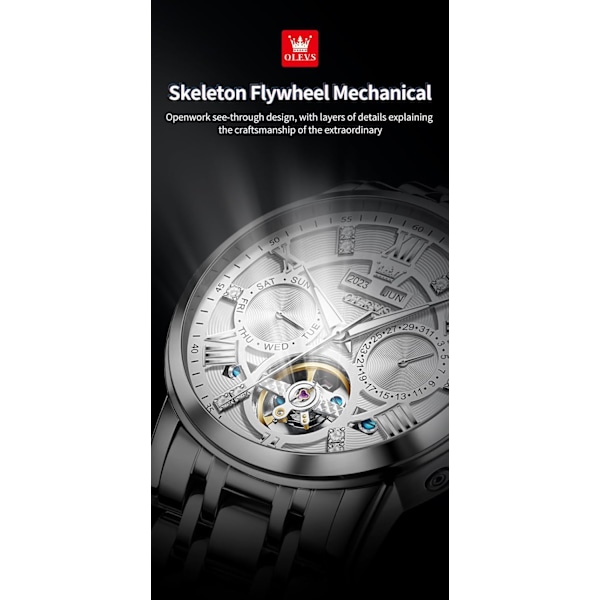 Automatiska herrklockor Guld Lyx Diamantklocka Självuppdragande Mekanisk Skelett Tourbillon Armbandsur i Rostfritt Stål