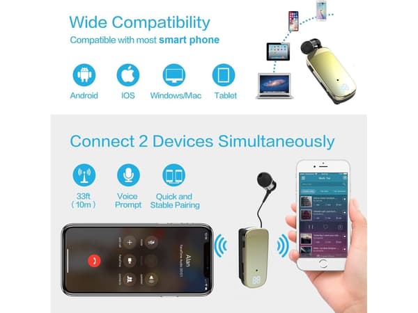 Clip-on Stereo Hörlurar Bluetooth Brusreducering Tillfällen Gul