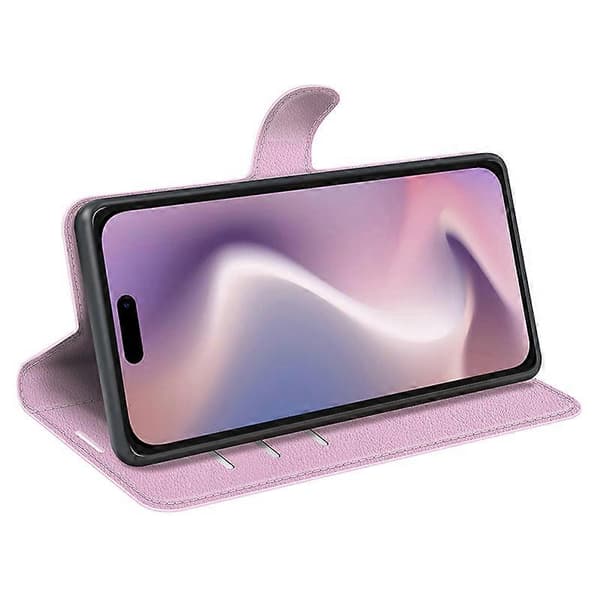 iPhone 16 Pro Max Plånboksfodral i läder med lycheetextur för mobiltelefon