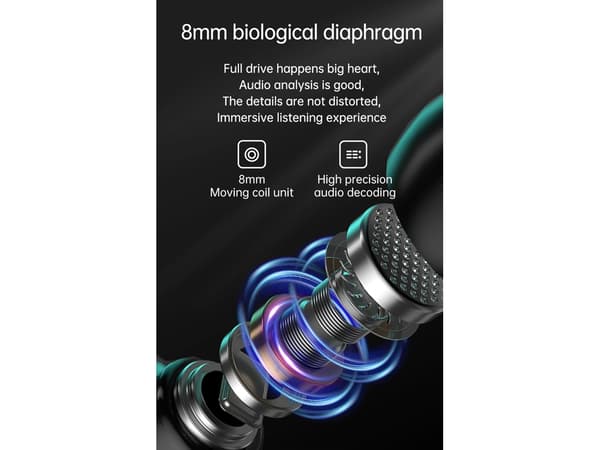 Trådlösa hörlurar Touch Control Inbyggd Strömdisplay Bluetooth Svart