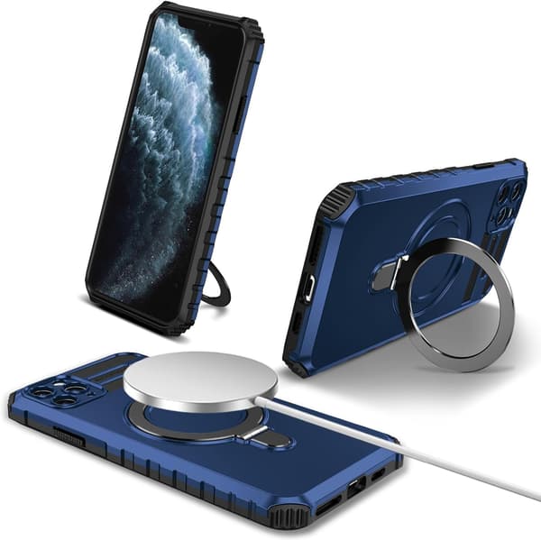 Telefoncover - iPhone 11 Pro Max - Stødsikkert - Magnetisk holder - Blå Blue iPhone 11 Pro Max