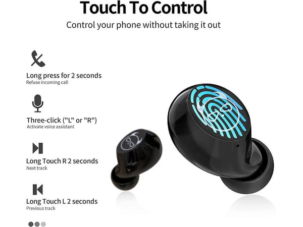 Dubbla Touch Control Bluetooth Hörlurar Svart
