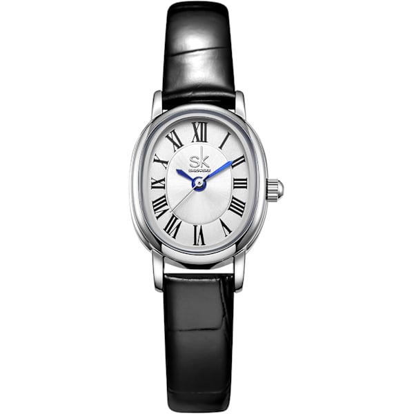 Elegant Damklocka Liten Urtavla Romerska Siffror Business Klänning Analog Quartz Vattentät Damarmbandsur Läderrem