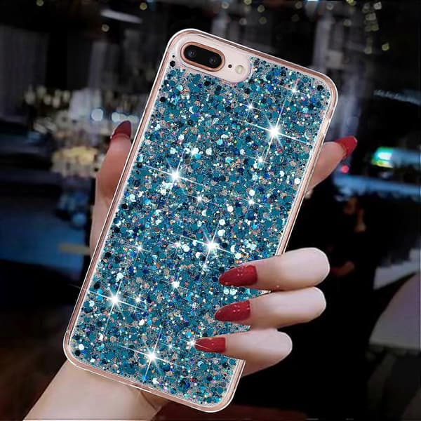Til iPhone 6 Plus/7 Plus/8 Plus 5.5 tommer Glitterpulver Dekor Telefon Cover Epoxy TPU Telefon Case