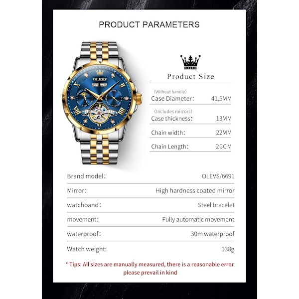 VENAXIN Automatiska herrklockor Lyxig Diamant Självuppdragande Skelett Tourbillon Rostfritt Stål Månfas Klocka för Män